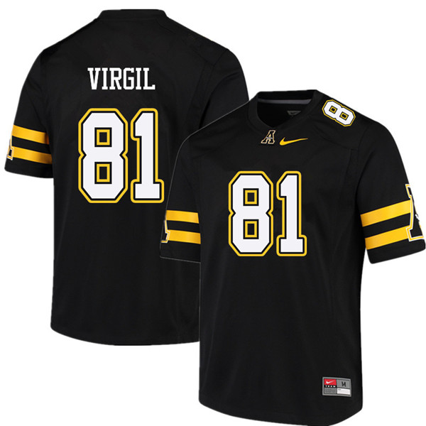 Men #81 Jalen Virgil Appalachian State Mountaineers College Football Jerseys Sale-Black